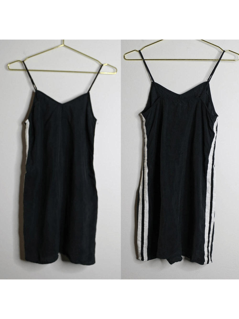 Tribe Kelley Black + White Stripe Spaghetti Strap Mini Dress - Small